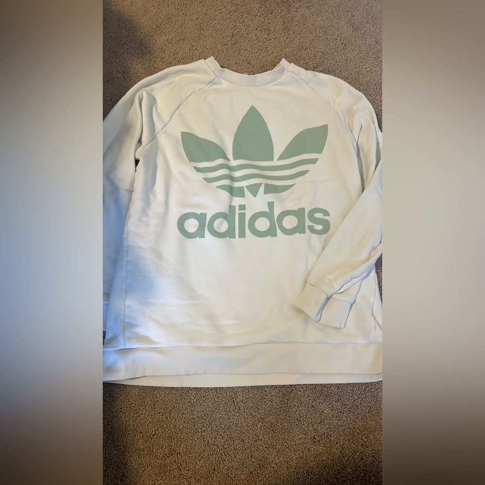 Adidas White And Mint Crew Neck
